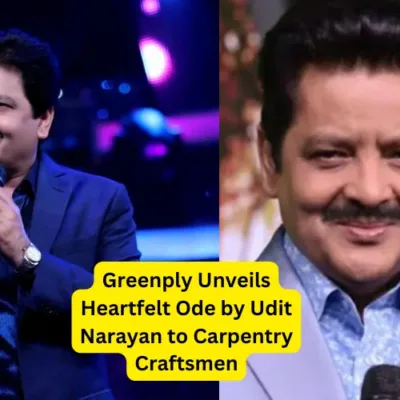 Udit Narayan performing the heartfelt anthem 'Humein Aage Badhna Aata Hai' by Greenply, paying tribute to the craftsmanship of carpenters. The visual narrative captures the essence of their dedication and transformative journey in shaping beautiful living spaces.