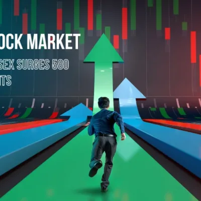 Stock Market Surge - A graphical representation of stock market indices and key indicators showing a positive trend.