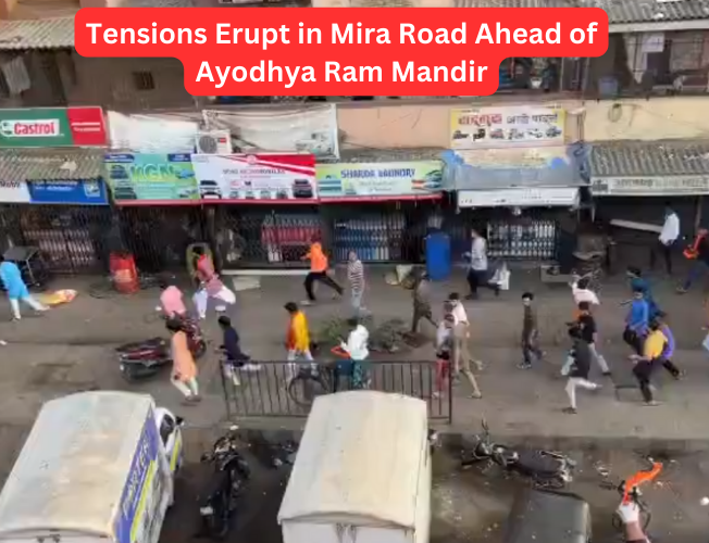 Security personnel on alert in Mira Road following clashes ahead of Ayodhya Ram Mandir ceremony.