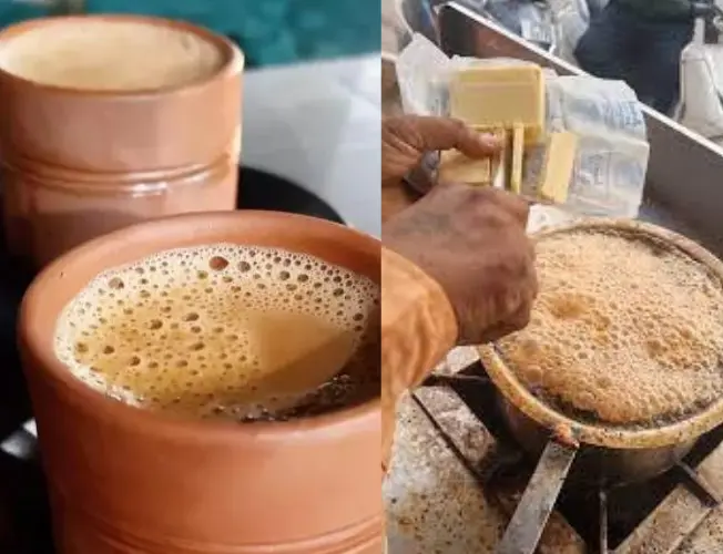 A steaming cup of Amul Butter Chai, served at Vicky Tea Stall in Amritsar, featuring a generous scoop of butter, dry fruits, and rose petals, sparks a spirited debate among chai enthusiasts.