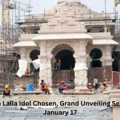 Ayodhya Temple, sacred idol unveiling ceremony on January 17th, a historic moment in the temple's legacy.