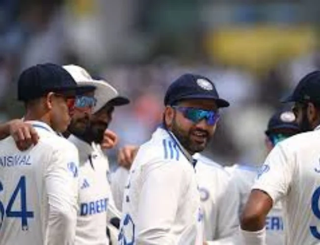 Rohit Sharma drives the ball through the covers during the 3rd Test against England.