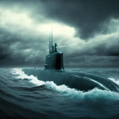 PNS Ghazi submarine wreckage on seabed, sunlight filtering through water.