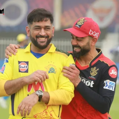 Captains Faf du Plessis and Ruturaj Gaikwad pose with the IPL trophy