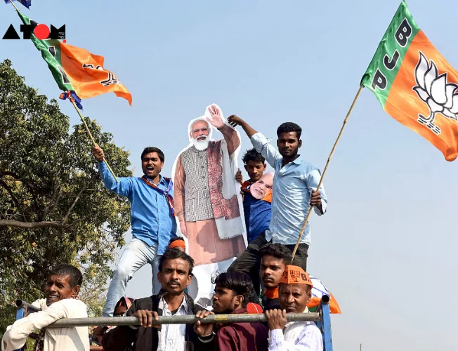 BJP supporters campaign for Dr. Jitendra Singh in Udhampur-Kathua constituency.