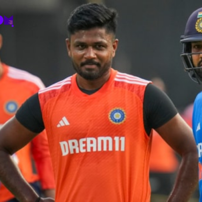 Sanju Samson in conversation with Indian cricket team captain Rohit Sharma during a practice session.