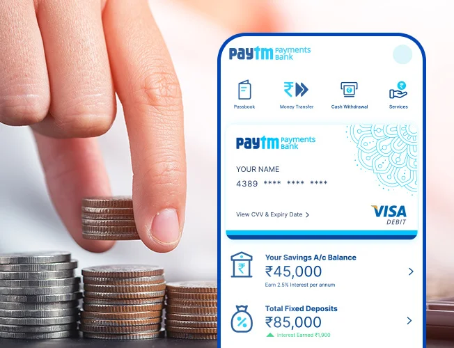 Two diverging arrows, one labeled "Paytm" and the other labeled "Paytm Payments Bank," pointing in opposite directions.