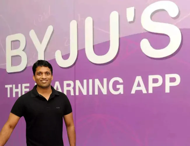 A magnifying glass examining a puzzle with missing pieces, representing the unclear situation surrounding BYJU's $533 million fund.