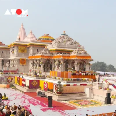 : The image captures a team of scientists inside the 'Garbha Griha' of the Ram temple, meticulously overseeing the 'Surya Tilak' ceremony. Through their innovative efforts, sunlight is precisely directed onto the deity's forehead, blending tradition with modern scientific