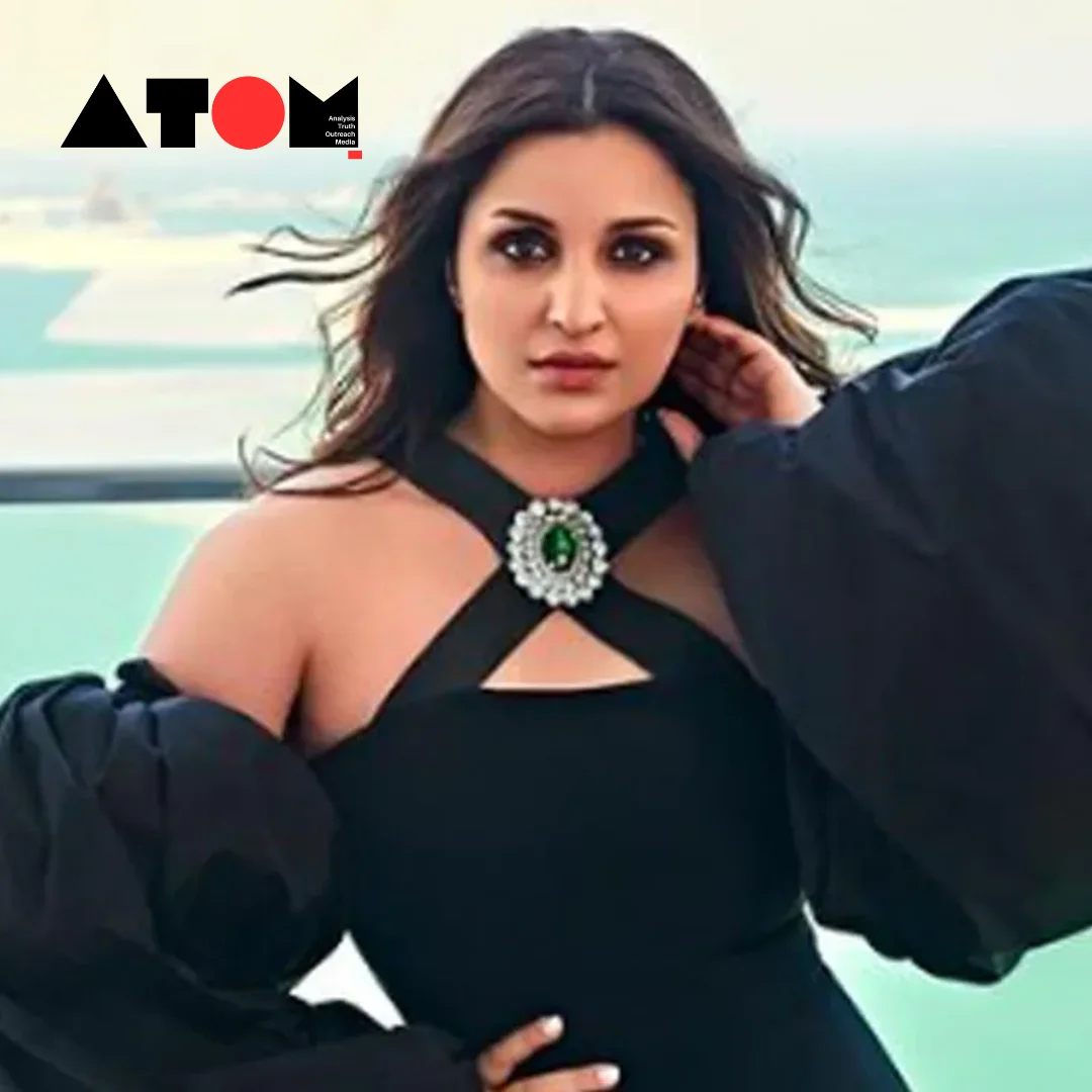 The image portrays Parineeti Chopra, a Bollywood actress, discussing the impact of networking in the industry.