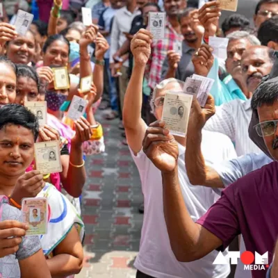 Illustration depicting voters casting their ballots in the Lok Sabha Elections"