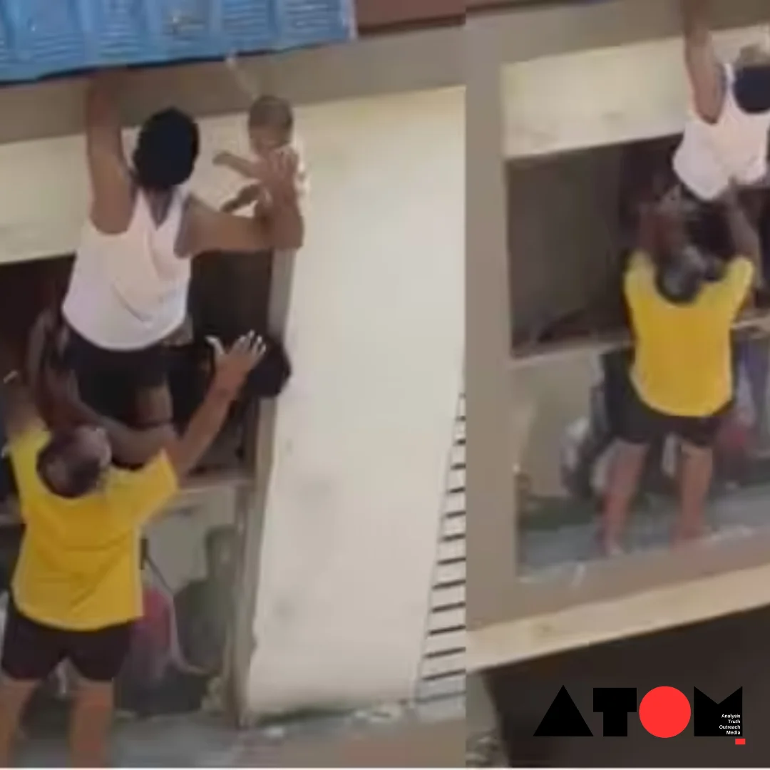 A bystander catches a falling baby mid-air in a dramatic rescue captured on camera in Chennai.