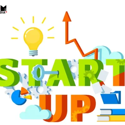 Infographic illustrating five tips for building a successful startup, including planning, networking, hiring, staying competitive, and balancing work-life.