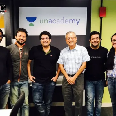 Unacademy co-founders Gaurav Munjal and Hemesh Singh, reflecting on strategic changes amid evolving startup funding landscape.