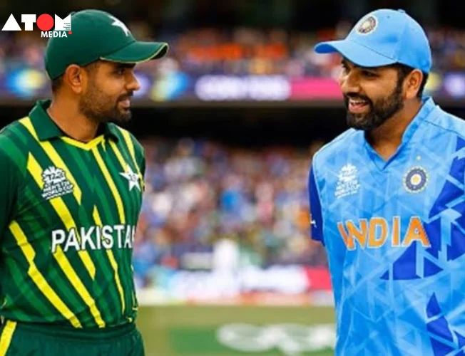 security personnel and cricket players at Eisenhower Park stadium for the ICC T20 World Cup 2024 India vs Pakistan match.