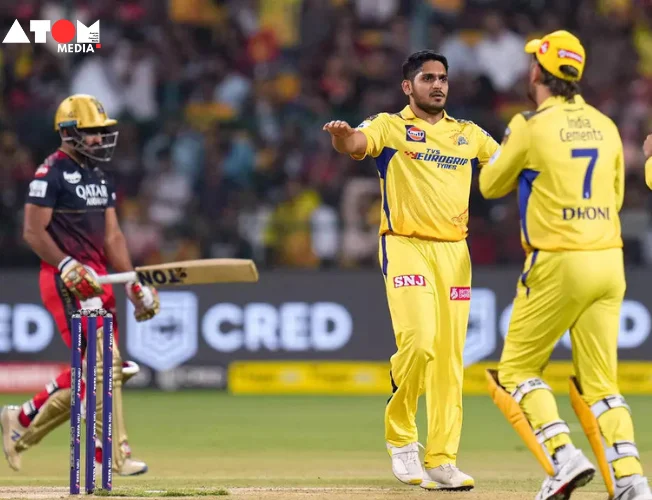 RCB vs CSK players in action during a high-stakes IPL 2024 match.