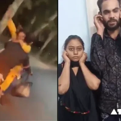 In a shocking event that happened in Kota, the local police arrested a couple for making a reckless public display of affection (PDA) while speeding on a motorcycle. The incident has caused serious worries about public behavior and traffic safety because it was caught on camera and extensively shared on social media.