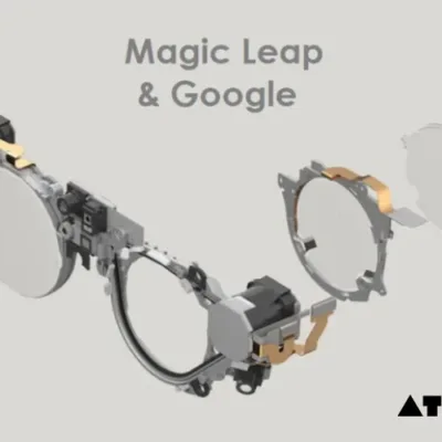 Google & Magic Leap logos for AR partnership.