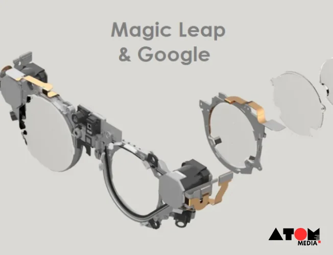 Google & Magic Leap logos for AR partnership.