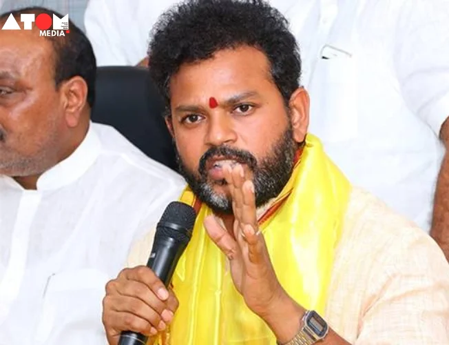 Kinjarapu Ram Mohan Naidu speaking at a political rally.