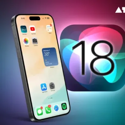 Andreea Danila discussing iOS 18 features at a tech conference.