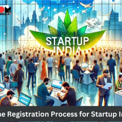 A graphic showcasing the five steps involved in registering a startup in India.
