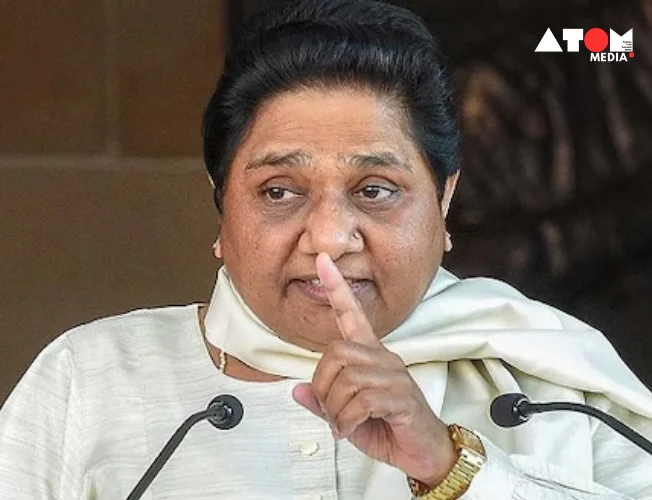 n this image, BSP leader Mayawati is seen addressing a large gathering of supporters during the Lok Sabha election campaign in Uttar Pradesh. Her influence and the strategic decisions of the BSP played a crucial role in the election dynamics, particularly affecting the results of the BJP and the INDIA bloc.