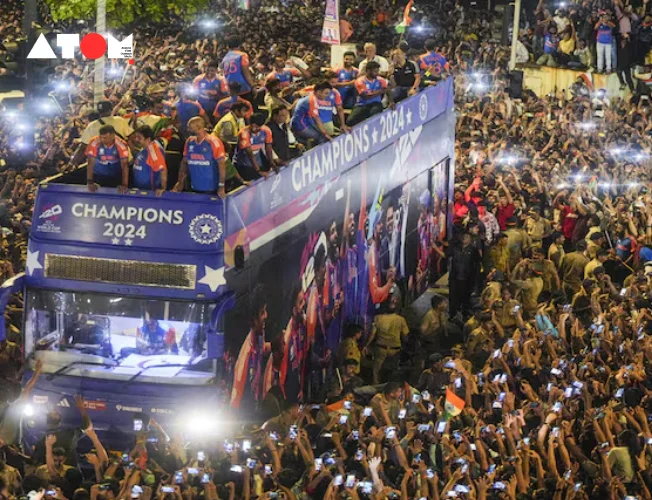 Team India's T20 World Cup win sparks massive celebrations! Fans flood Mumbai's Marine Drive, while Sourav Ganguly and Anand Mahindra share their reactions on social media. Witness the outpouring of national pride and relive the cricketing fever that gripped India.